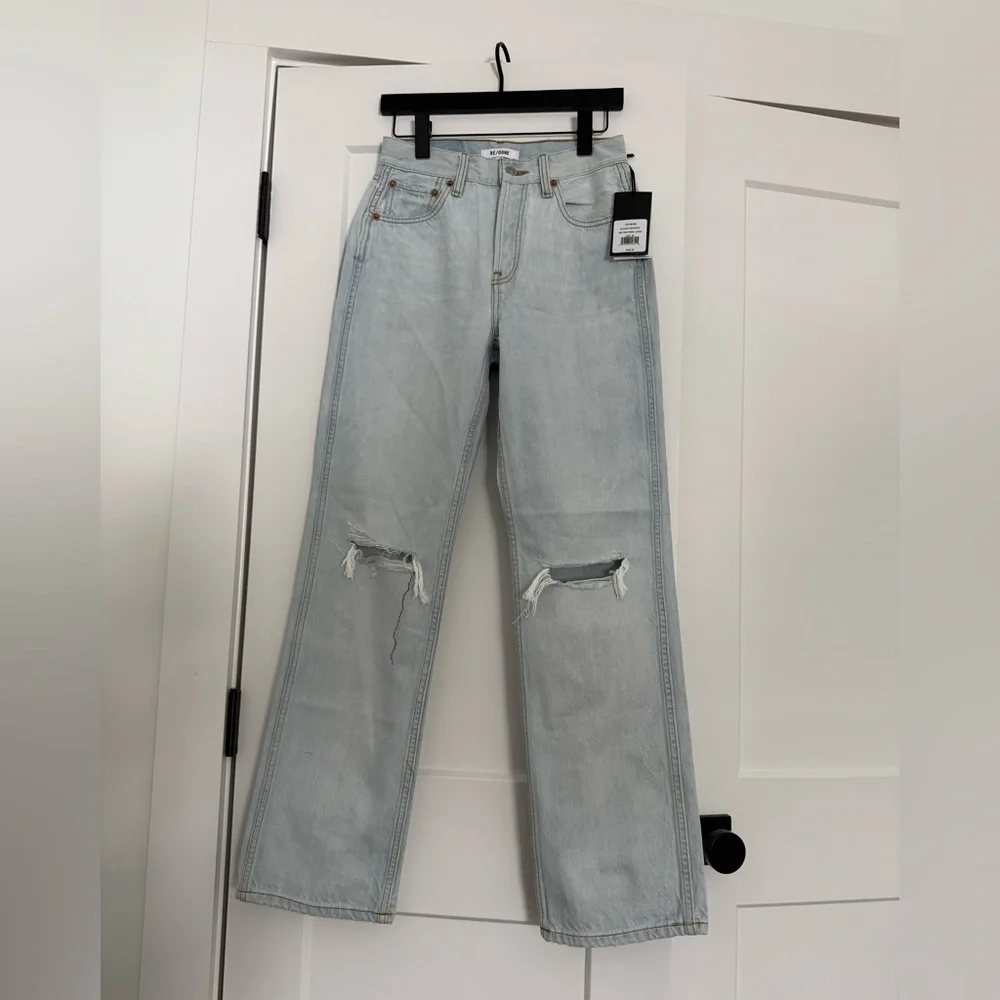 $295 New Re/Done 90s High Rise Loose Bleach Destroy - 25